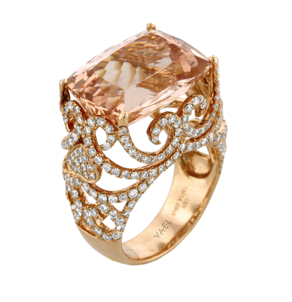 Morganite & Diamond Rose Gold Filigree Ring