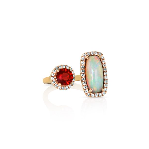 Pear-Shape Fire Opal and Diamond Pendant - Image 2