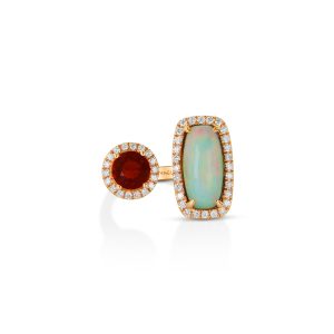 Pear-Shape Fire Opal and Diamond Pendant