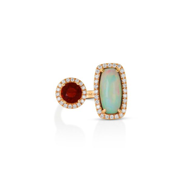 Pear-Shape Fire Opal and Diamond Pendant