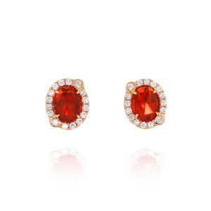 Rose-Cut Fire Opal and Diamond Dangle Earrings