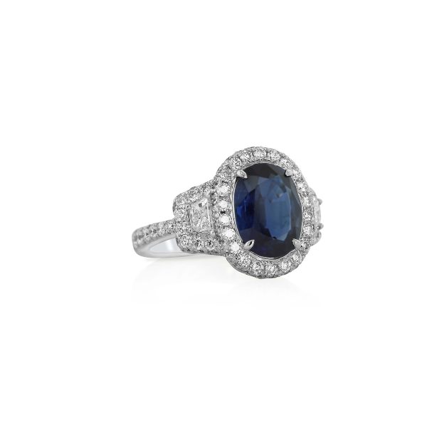 Blue Sapphire & Diamond Cocktail Ring - Image 2