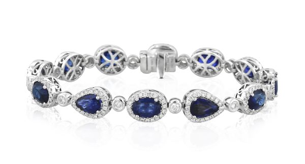 Blue Sapphire Diamond Tennis Bracelet