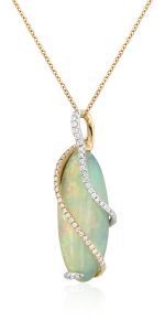 White Opal and Diamond Pendant