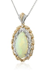 White Opal and Diamond Statement Pendant