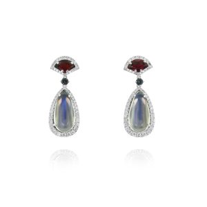Garnet & Moonstone Statement Earrings