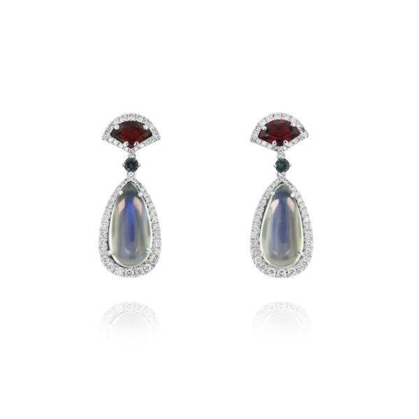 Garnet & Moonstone Statement Earrings