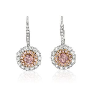 Pink and White Diamond Earrings