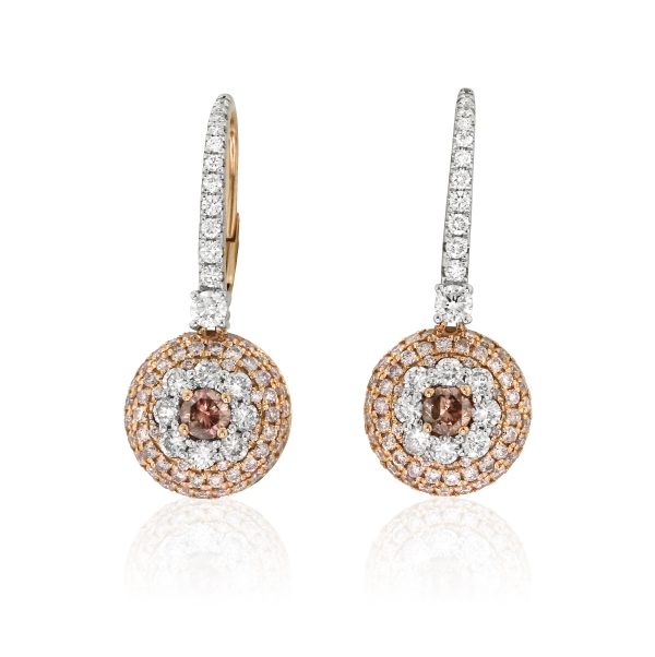 Pink Diamond and White Diamond Earrings