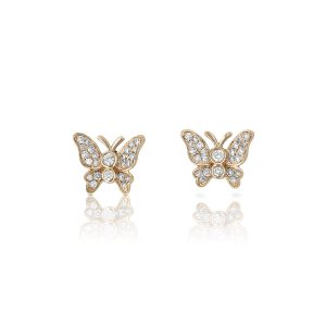 Diamond Butterfly Stud Earrings