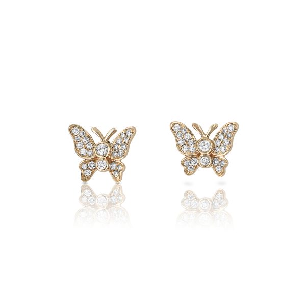 Diamond Butterfly Stud Earrings