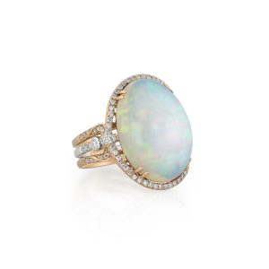 White Opal and Diamond Cocktail Ring
