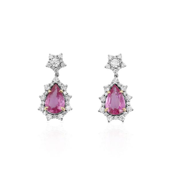 Pink Sapphire & Diamond Drop Earrings
