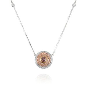 Pink Diamond Halo Necklace