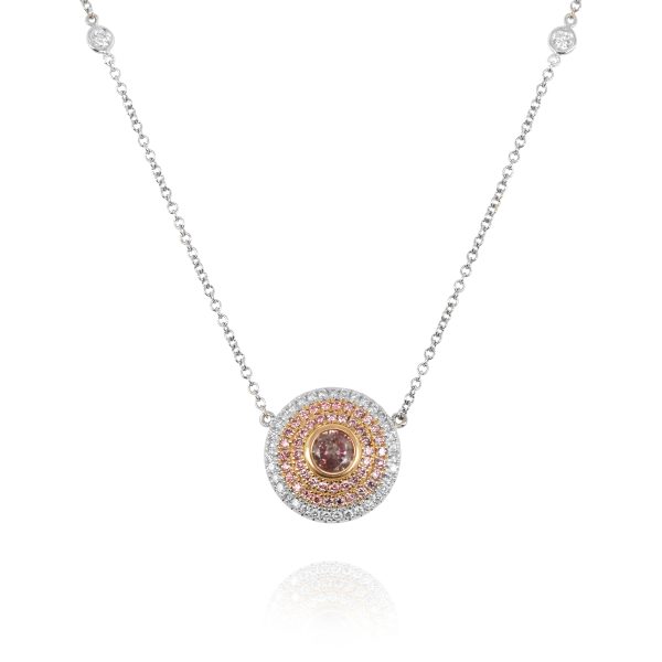 Pink Diamond Halo Necklace