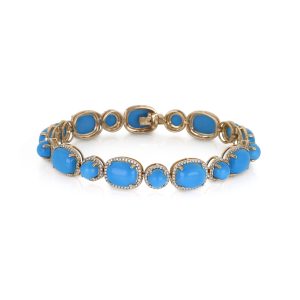 Double Row Turquoise Diamond Bracelet