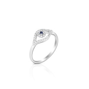 Sapphire & Diamond V-Shape Ring