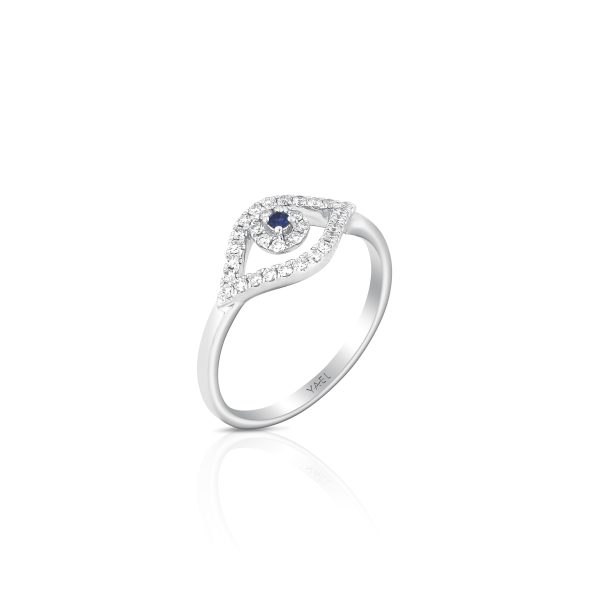 Sapphire & Diamond V-Shape Ring