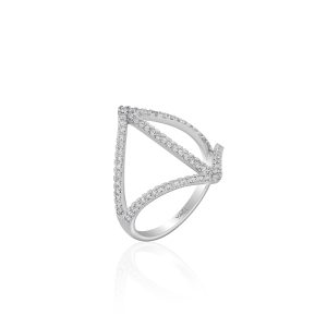 White Gold Diamond Geometric Ring