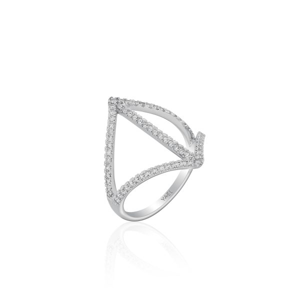 White Gold Diamond Geometric Ring