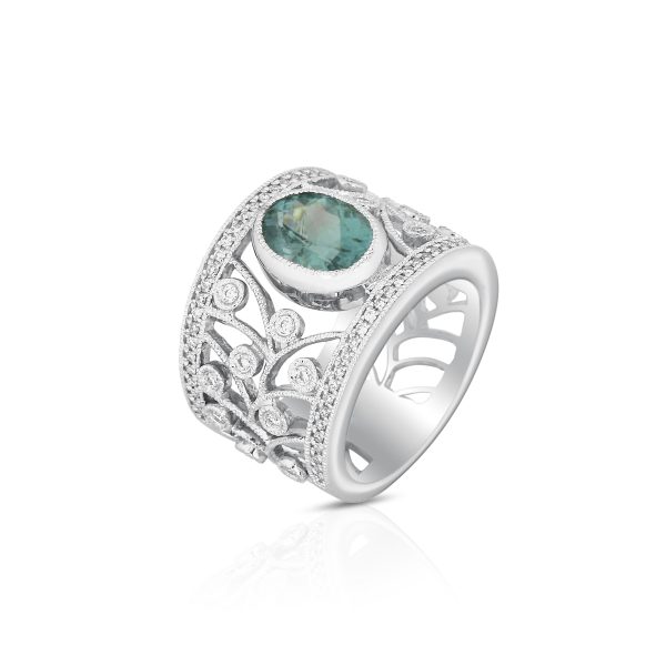 Tourmaline & Diamond Filigree Band - Image 2