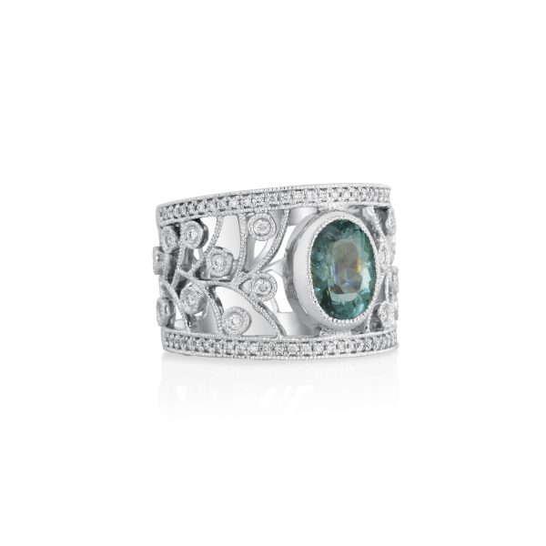 Tourmaline & Diamond Filigree Band - Image 3