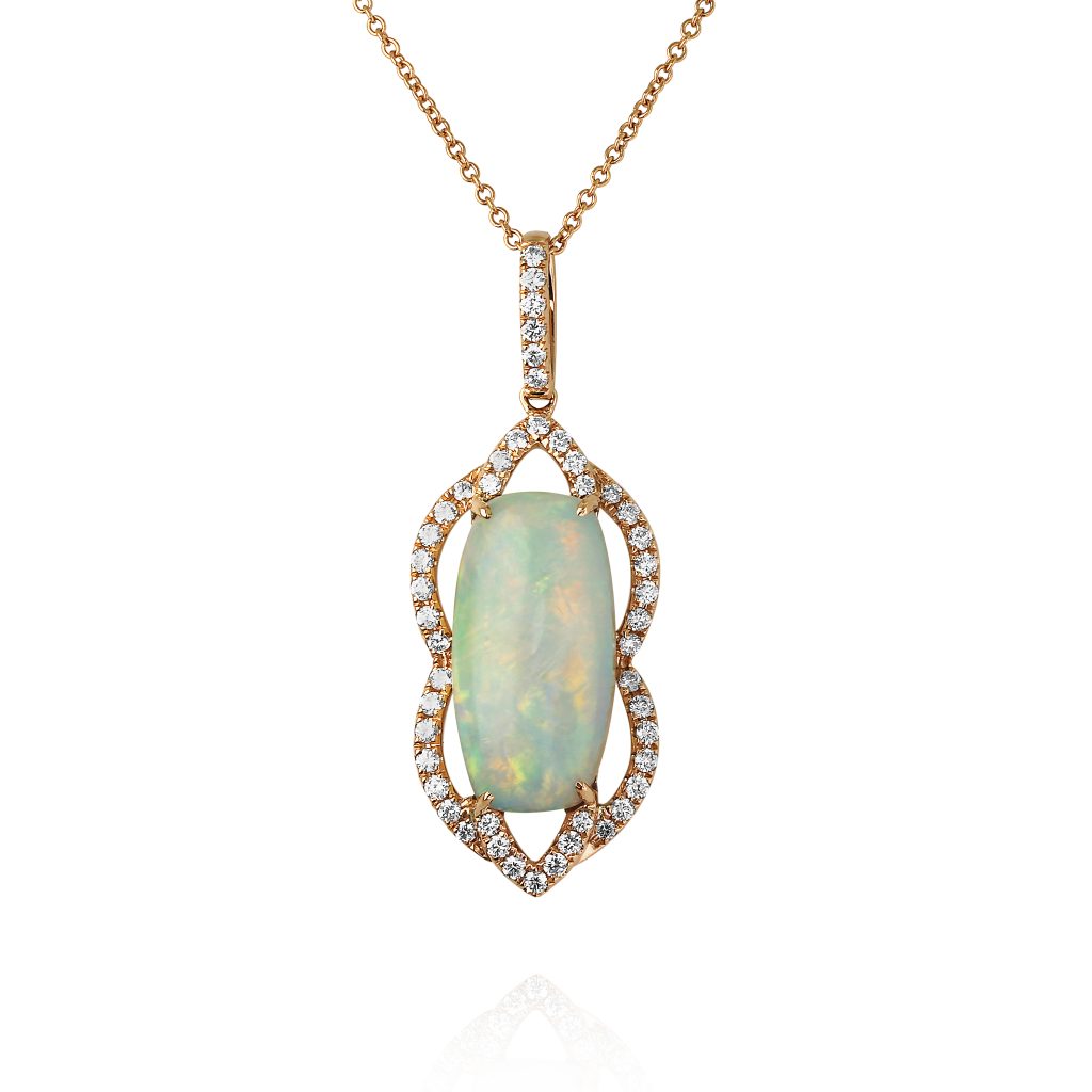 White Opal and Diamond Pendant