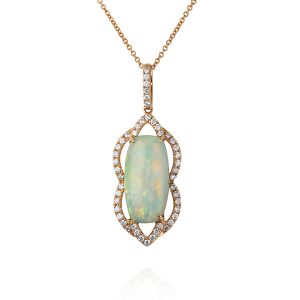 White Opal and Diamond Pendant