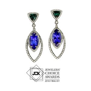 Tanzanite and Green Tourmaline Drop Earrings