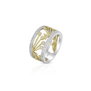 Yellow Vine Diamond Wide Band