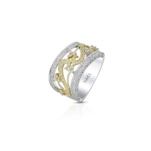 Two-Tone Yellow Vine Diamond Band