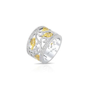 Two-Tone Yellow Vine Diamond Band