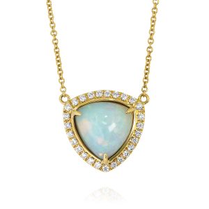 White Opal and Diamond Pendant