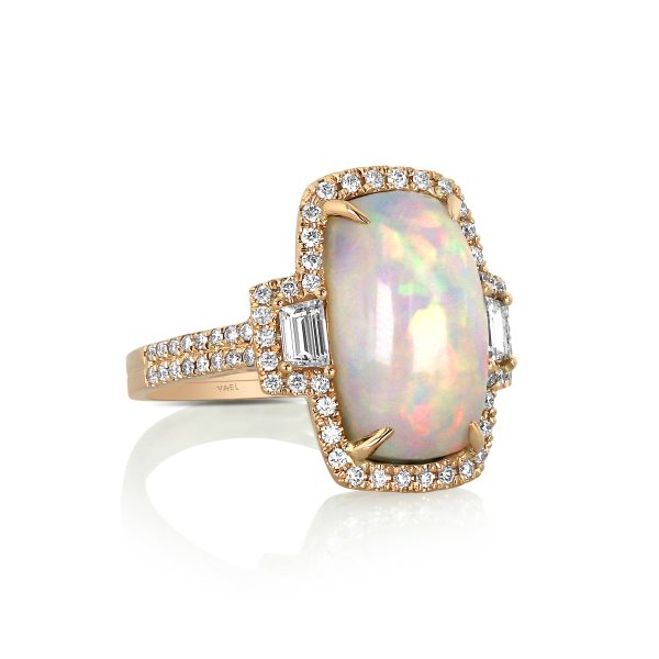 White Opal and Diamond Cocktail Ring - Image 2