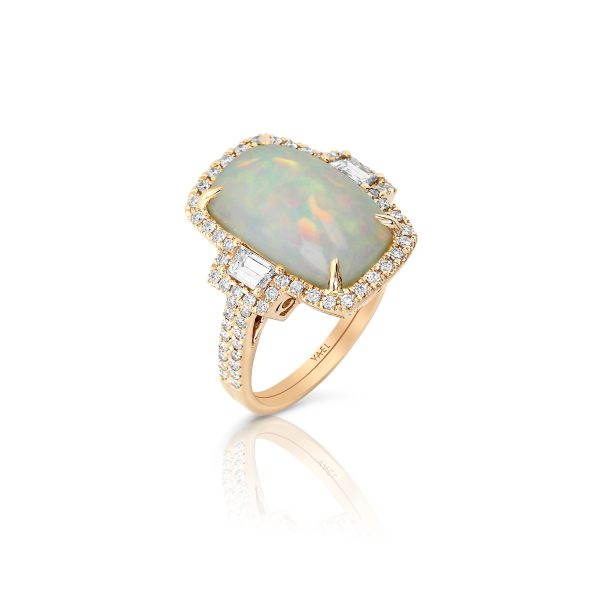 White Opal and Diamond Cocktail Ring - Image 3