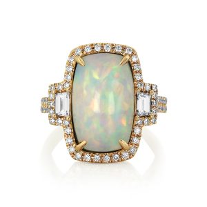 White Opal and Diamond Cocktail Ring