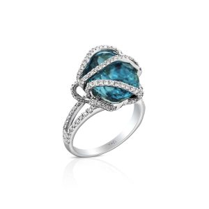 Helix Blue Zircon Ring
