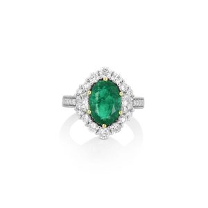 Oval Emerald and Diamond Ring