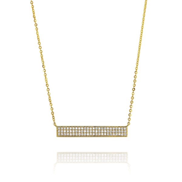 Yellow Gold Diamond Bar Necklace