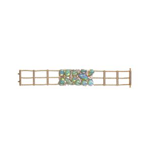 White Opal and Diamond Bar Bracelet