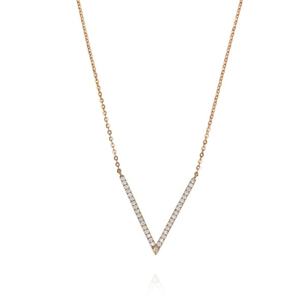 Rose Gold Diamond Chevron Necklace