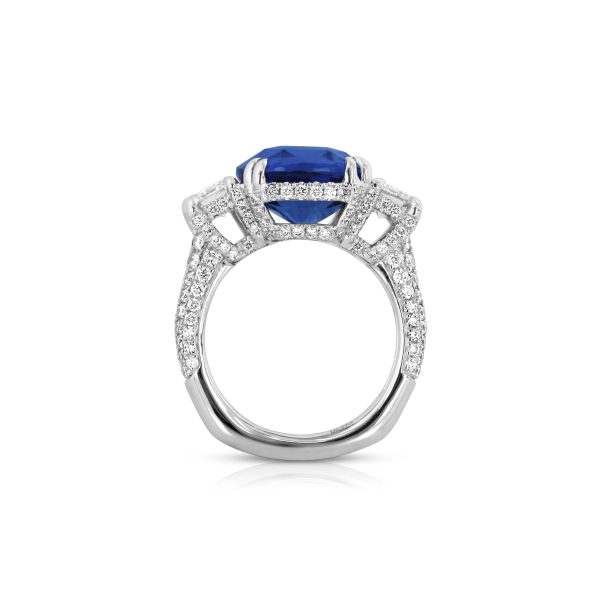 Royal Blue Sapphire & Emerald Diamond Ring - Image 4