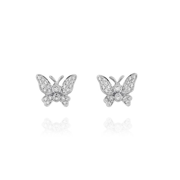 Diamond Butterfly Stud Earrings