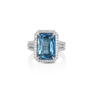 Radiant Blue Zircon Ring