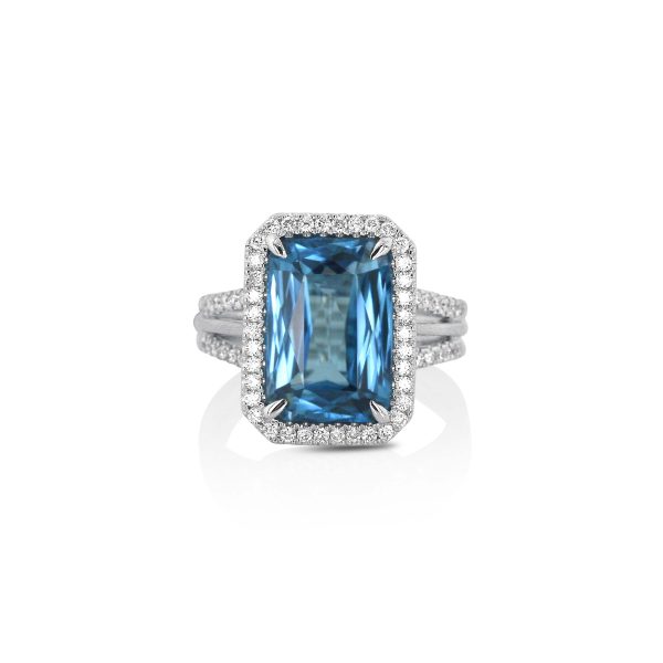 Radiant Blue Zircon Ring