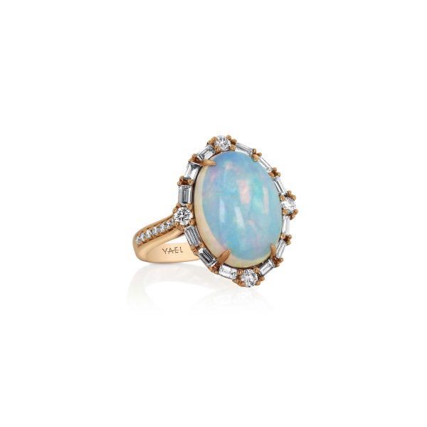 Oval White Opal and Diamond Ring - Image 2