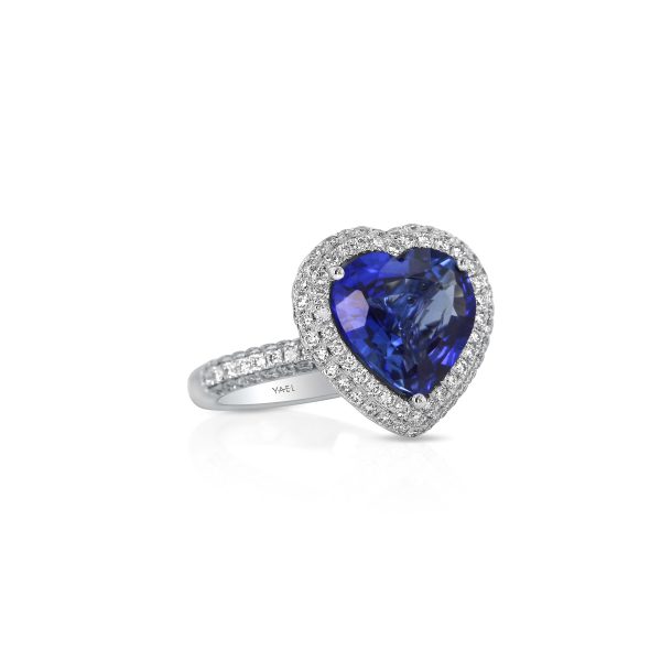 Platinum Heart Blue Sapphire Ring - Image 2