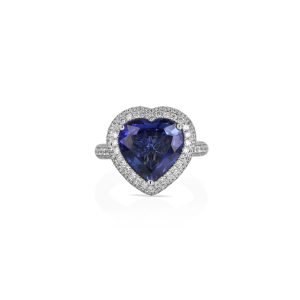 Platinum Heart Blue Sapphire Ring