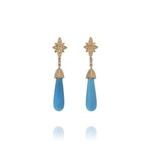 Turquoise Drop Earrings in Rose Gold
