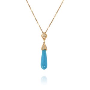 Slim Turquoise Teardrop Pendant